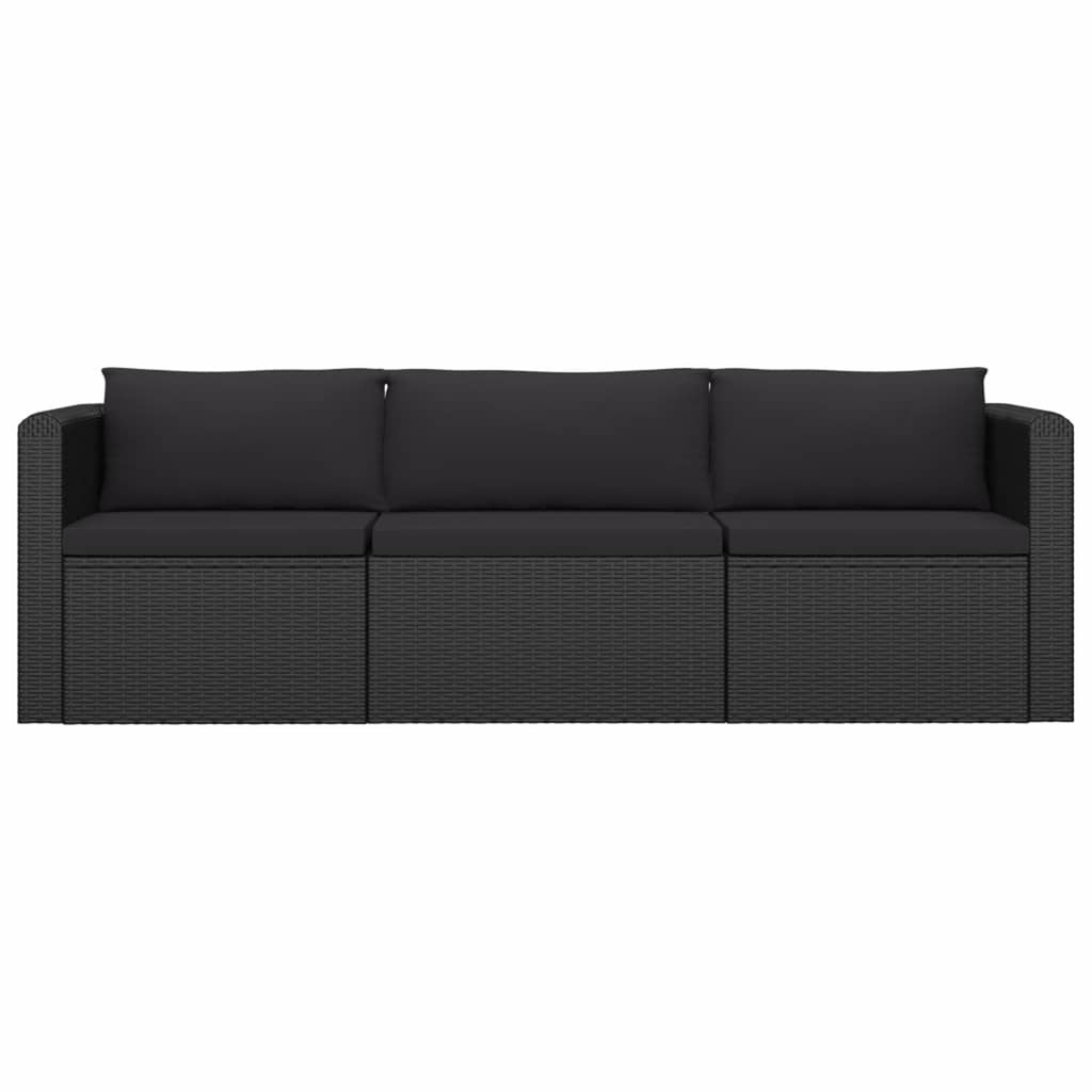Black Poly Rattan Patio Sofa Set with Cushions O916