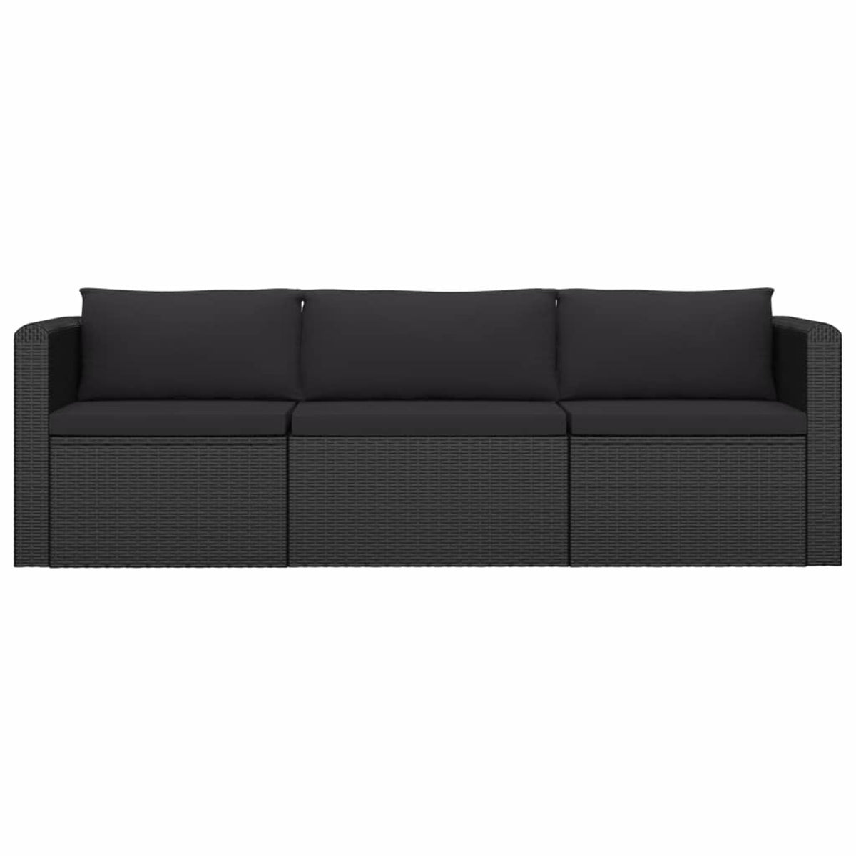 Black Poly Rattan Patio Sofa Set with Cushions O916