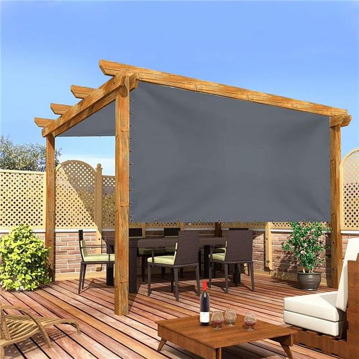 18 oz Outdoor Universal Replacement Shade Cover Grey 10 x 8 ft. J975