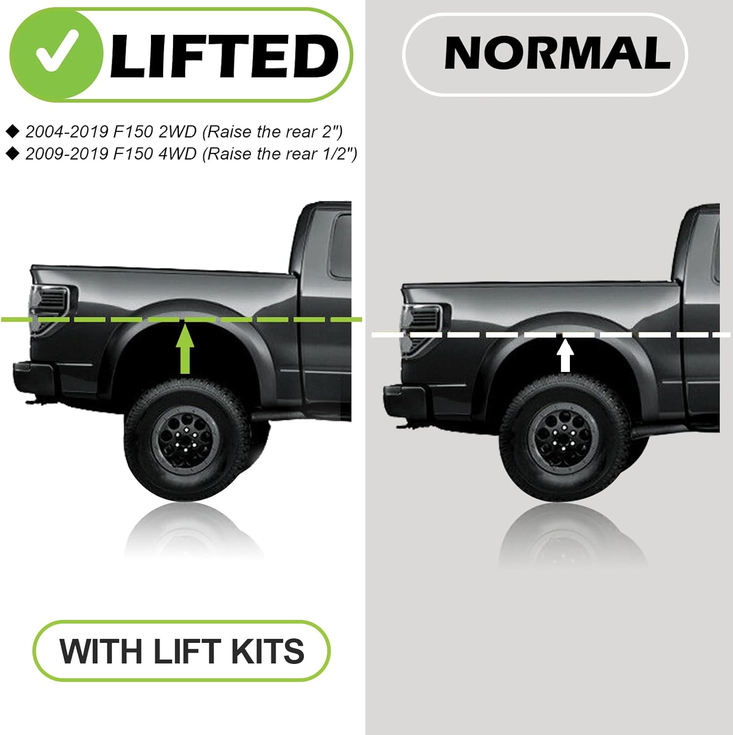 2 inch Rear Leveling Kit with Extended U Bolts Pickup Pack of 2 W30339