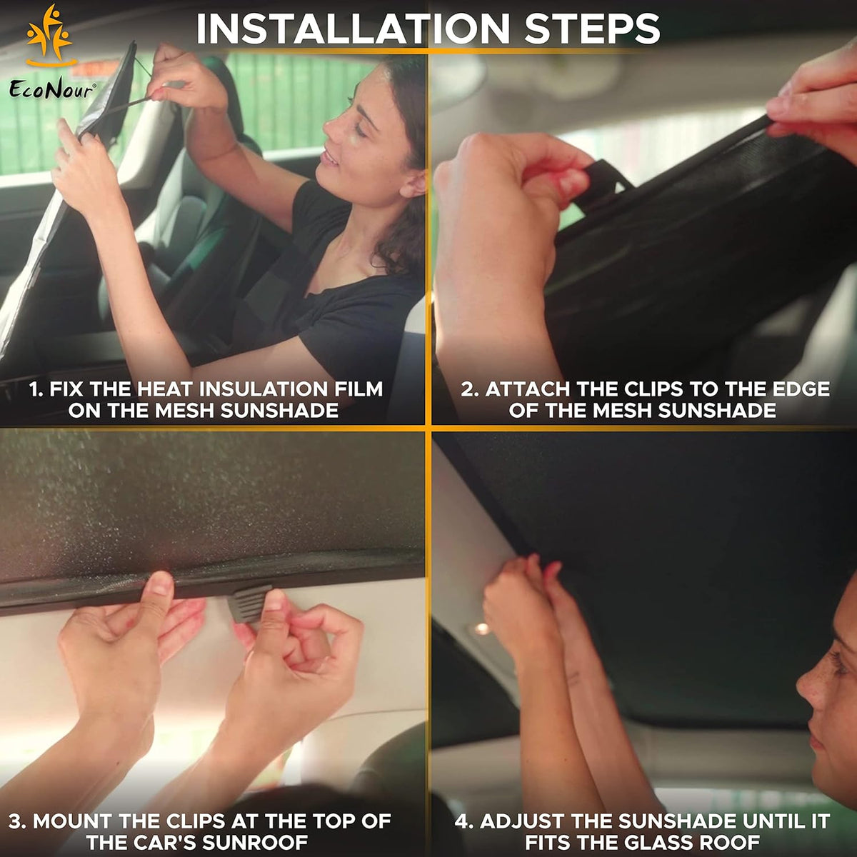 Foldable Sunroof Shade Cover with Heat Insulation Film, Pack of 2 X311