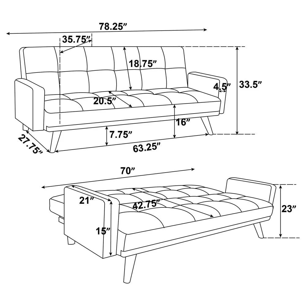 Sage Green Fabric Upholstered Convertible Sofa Bed U613