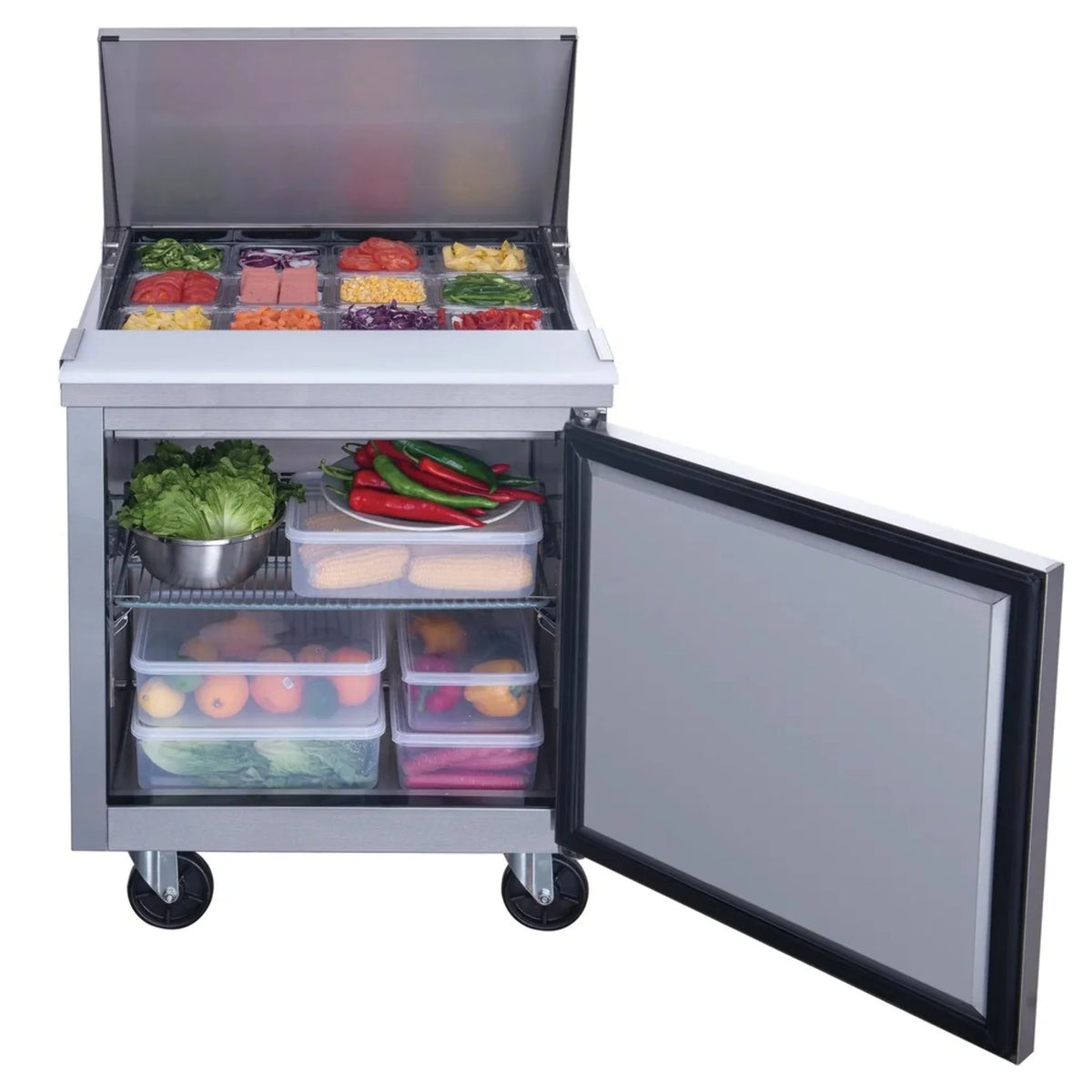 29 Megatop Refrigerated Sandwich Prep Table with 1 Door and 12 1/6 Pans M93606
