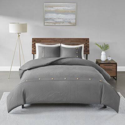 Gray Full/Queen Duvet Cover Set with 2 Shams B774