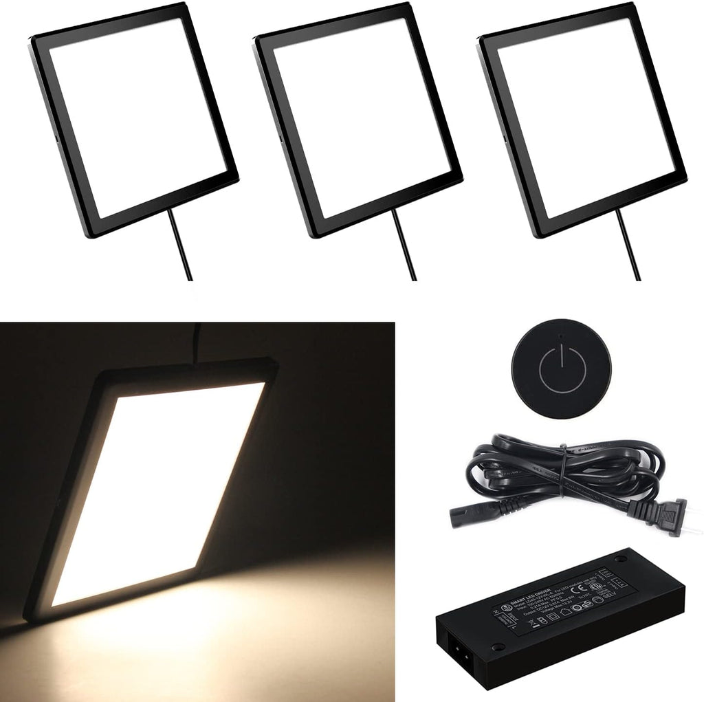 Round Black 4000K 3PCS Under Cabinet Puck Light with Wireless Dimmer Switch Z52024