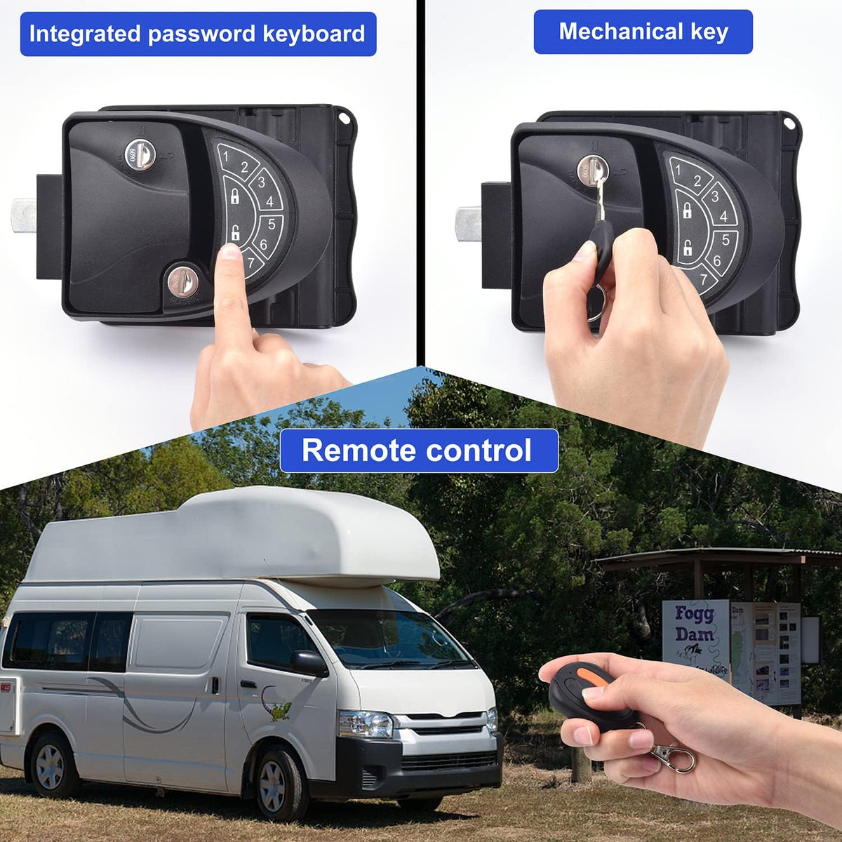 Waterproof & Shockproof RV Keyless Entry Door Lock with 2 Key Fobs and Backlit Keypad 100% Metal I791