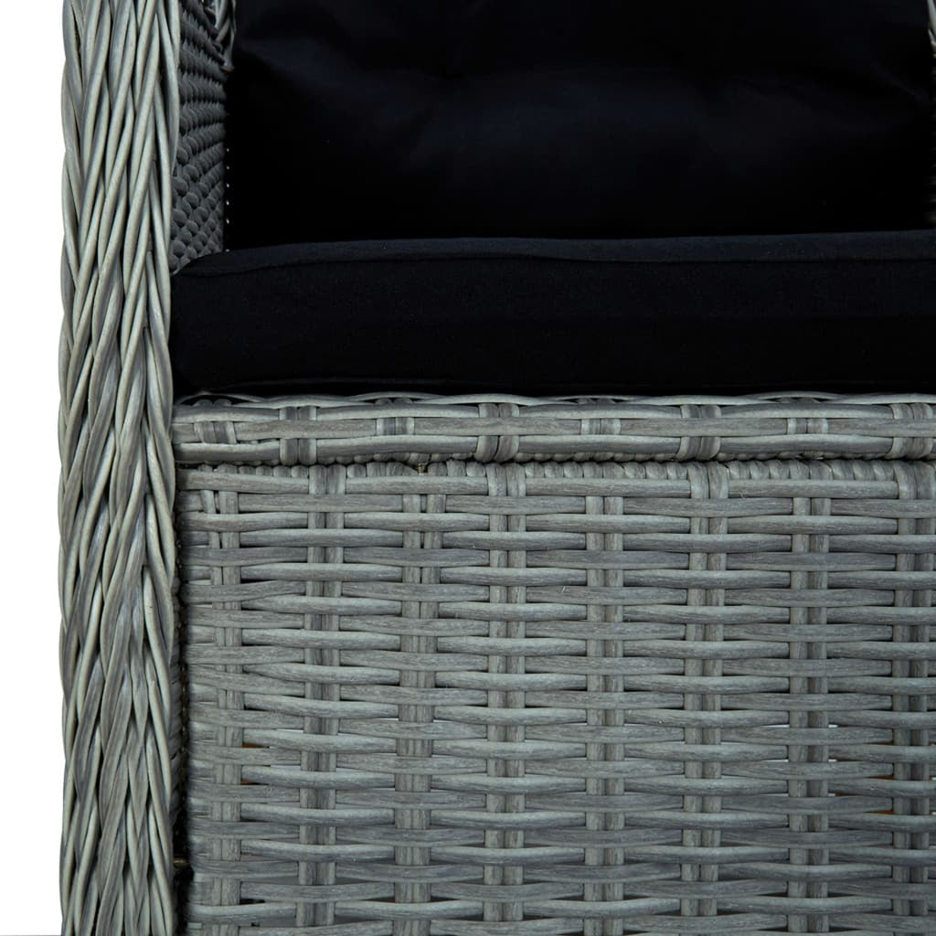 Gray Poly Rattan Patio Chairs with Cushions 2 pcs I6557