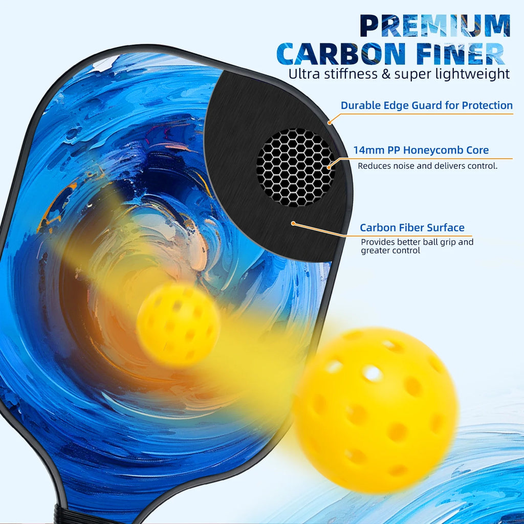 Set of 2 Carbonfiber Pickleball Paddles with 2 Pickle-Ball, 2 Cooling Towel, 1 Pickleball Bag G299804