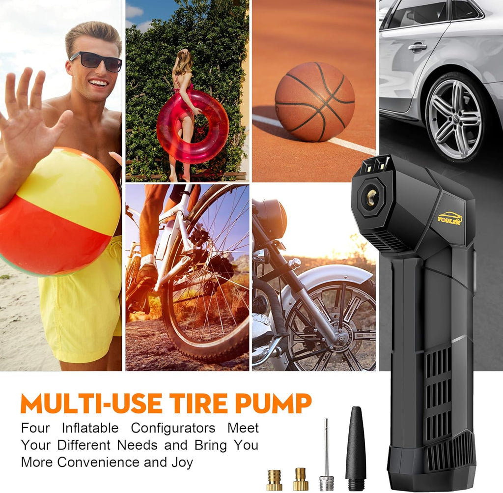 Electric Handheld Tire Inflator, 6000mAh Rechargeable Cordless Bike Pump, Portable Air Compressor with Digital Display W8766