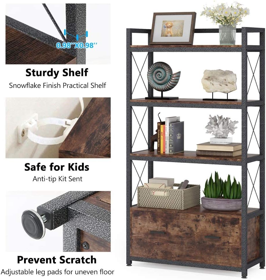 Lateral Filing Cabinet with Open Storage Shelves H8874