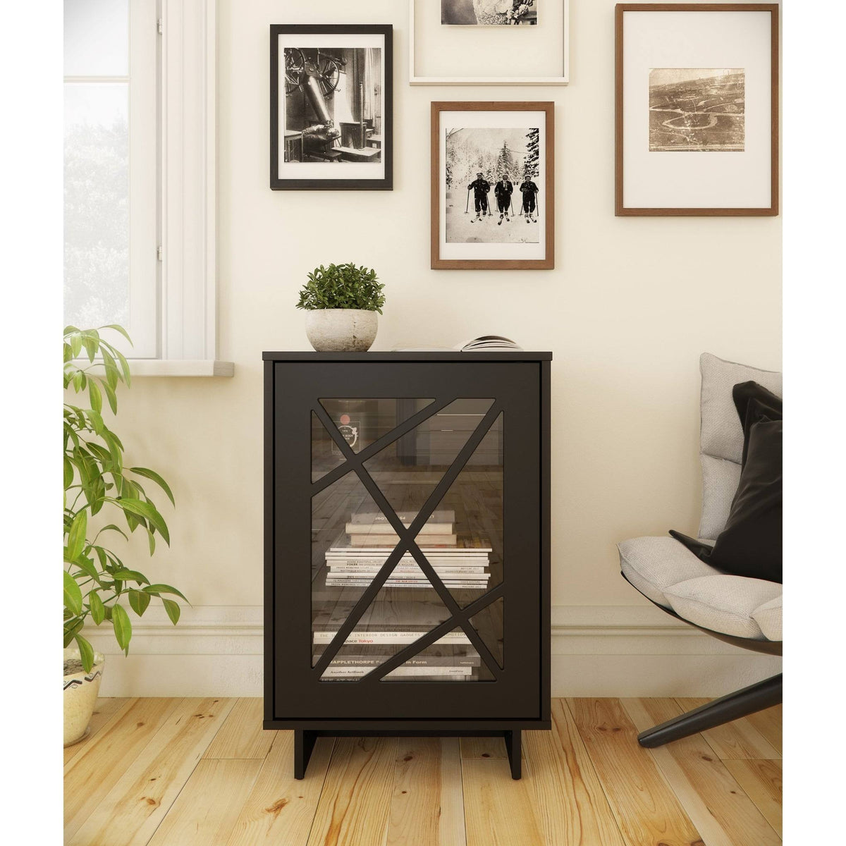 Black 1-Door Storage Cabinet U906365