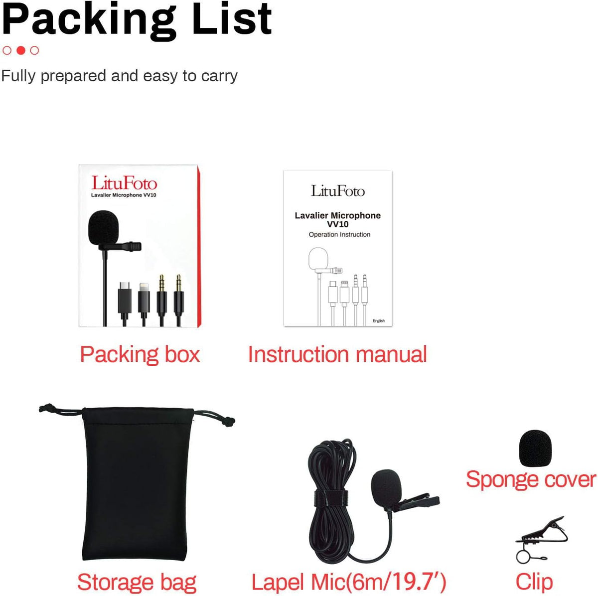 Lavalier Microphone Lapel Mic Kit with Omnidirectional Condenser, 3.5mm Jack H5548