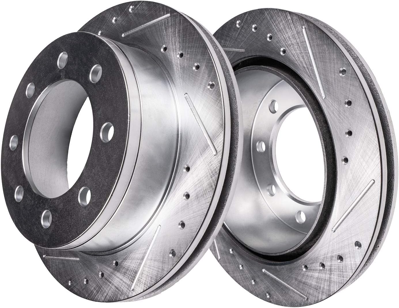 Front Drilled & Slotted Brake Rotors and Brake Pads Kit 6pc Set T4081