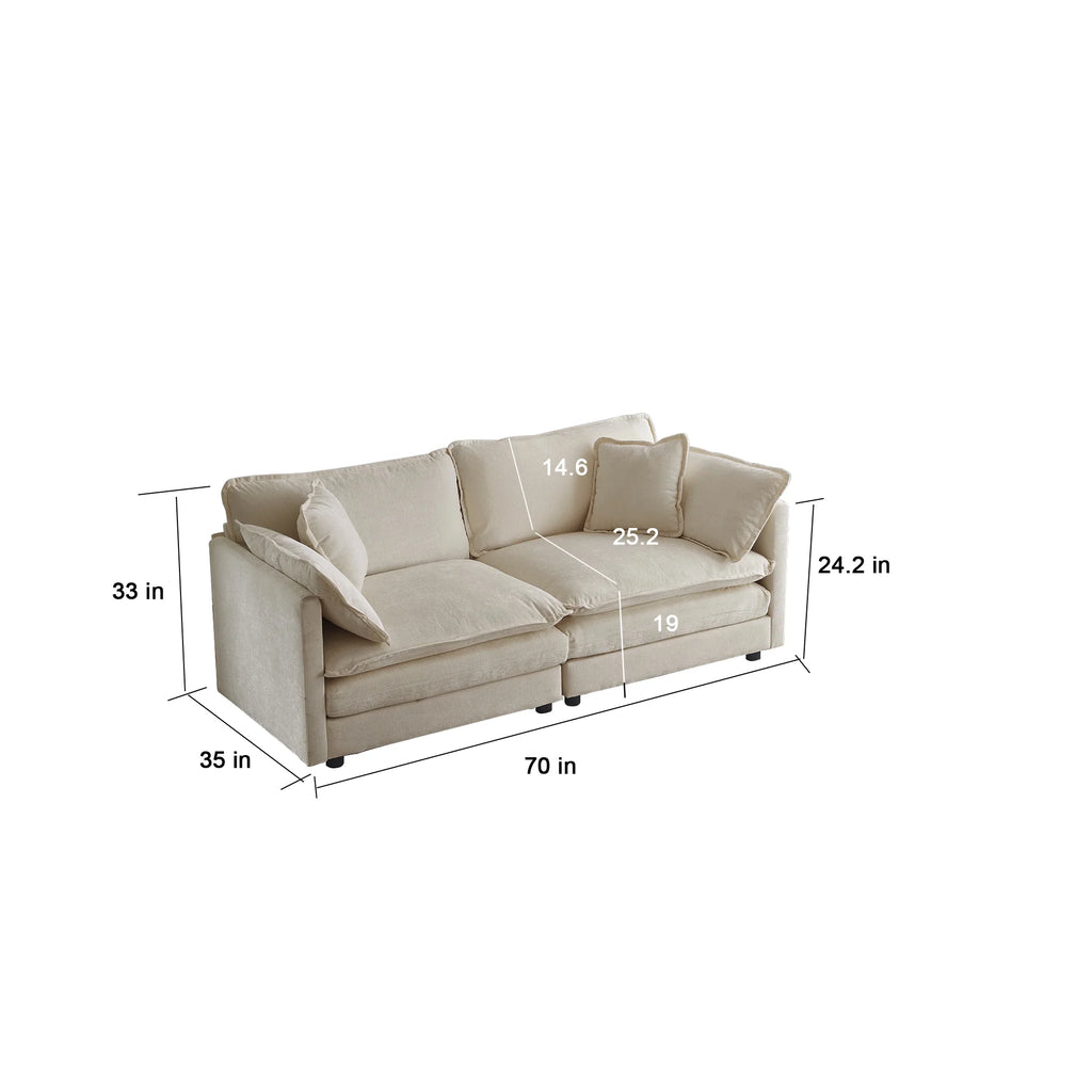 Beige Chenille Fabric 2 Seater Sofa L467636