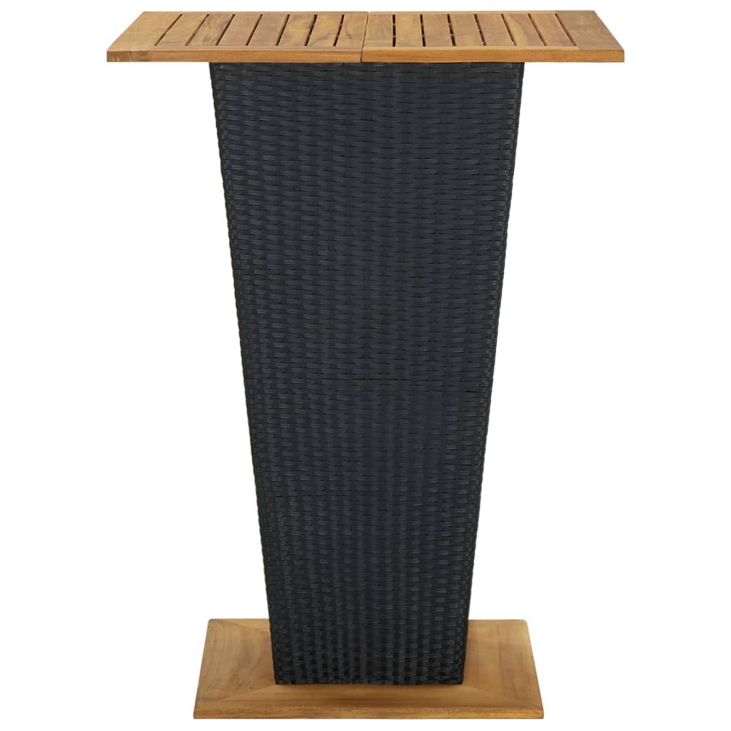 Gray Poly Rattan and Solid Acacia Wood Bar Table U2344
