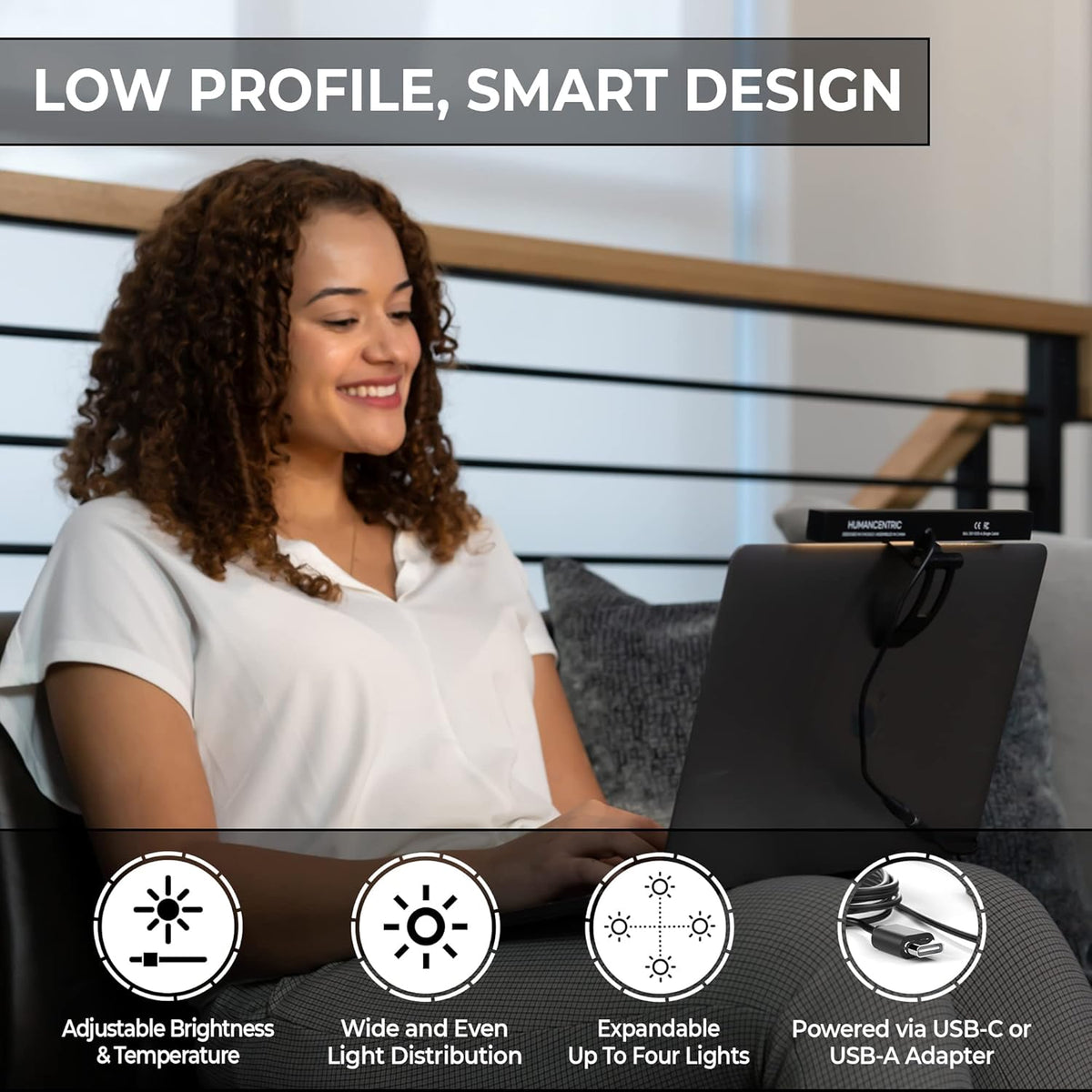 Video Conference Lighting for Monitor and Laptop, USB-C, Single Kit V494853