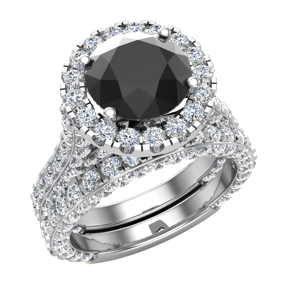 18K White Gold Halo Wedding Ring Set 5.90 Carat A81769