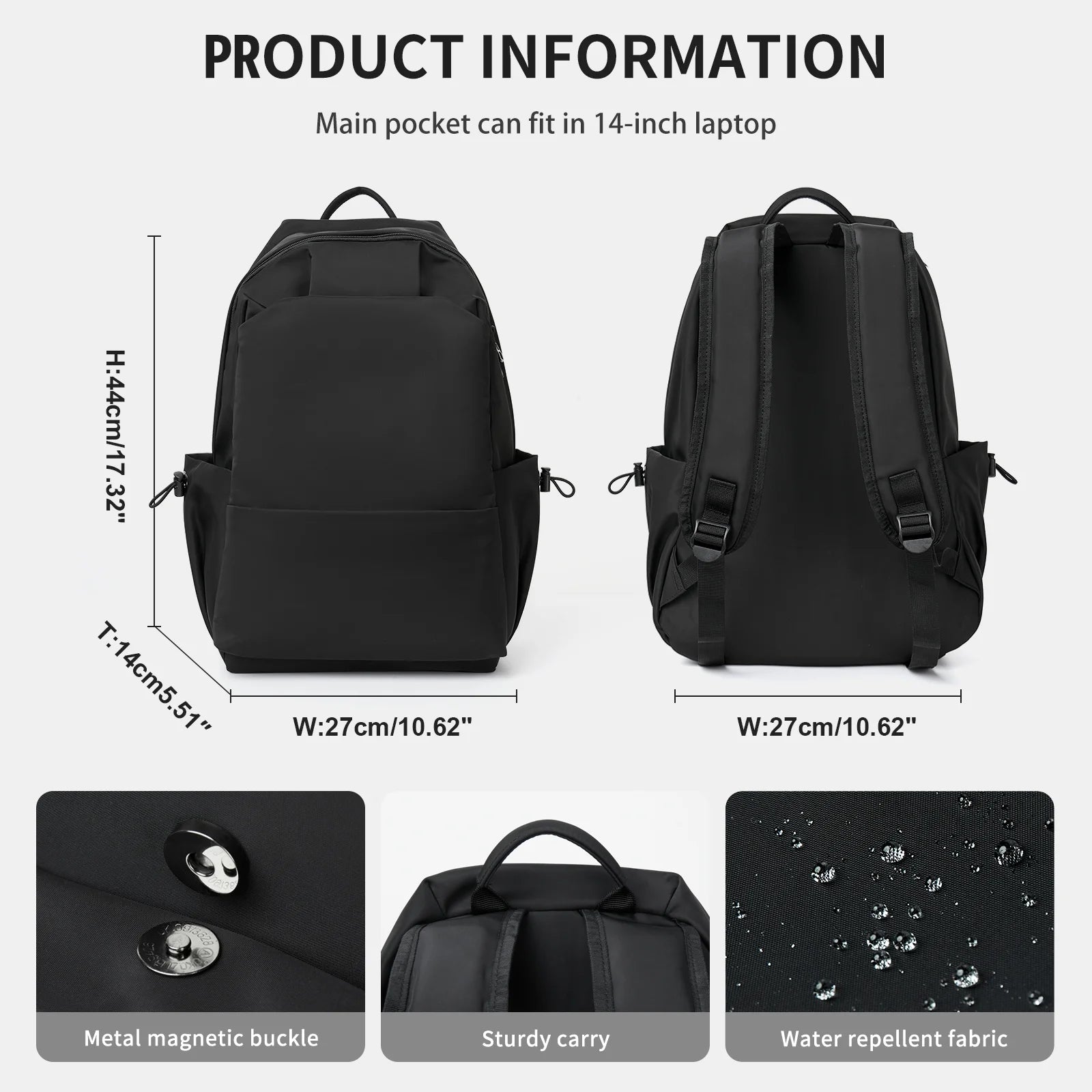 Black 15.6 Inch Laptop Backpack K991696