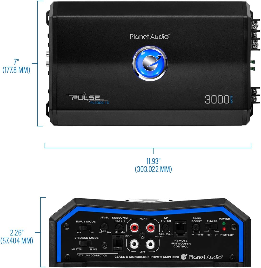 Class D Car Amplifier, 3000 Watts, 1 Ohm Stable, Monoblock H6987