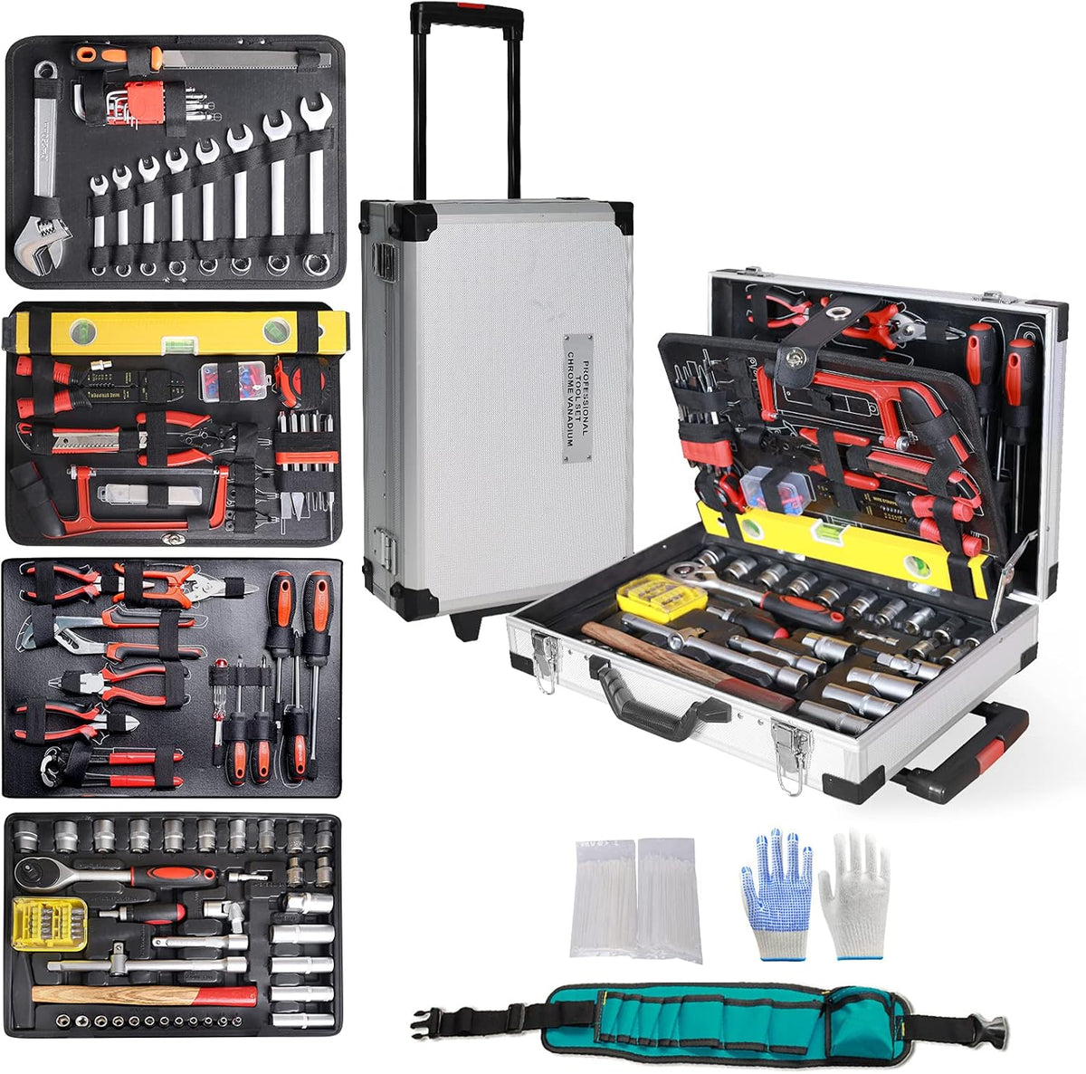 799pcs Aluminum Trolley Case Tool Set Silver Black I6748