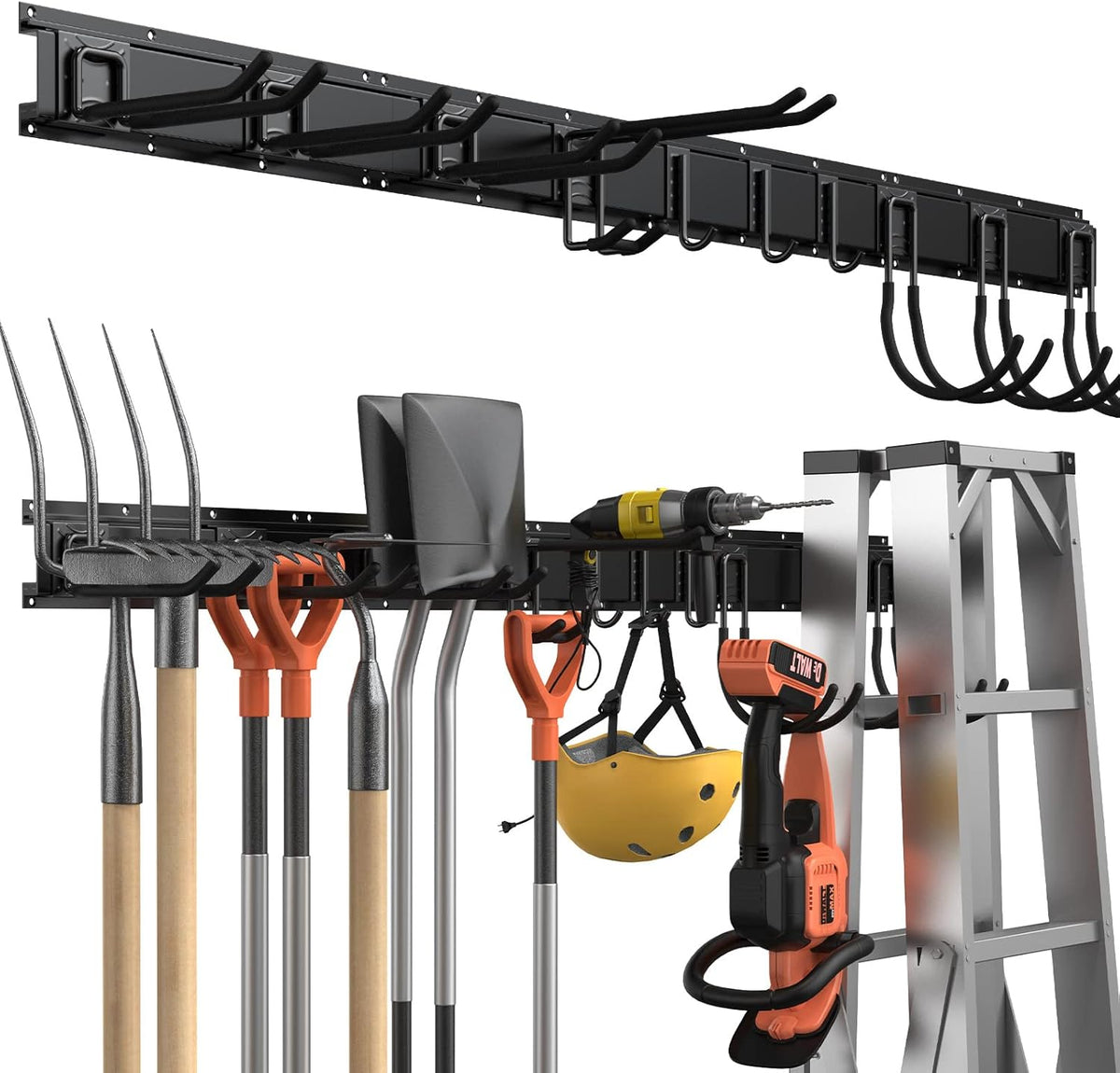 14 PCS Steel Garage Tool Organizer Wall Mounted with 10 Hooks J4460