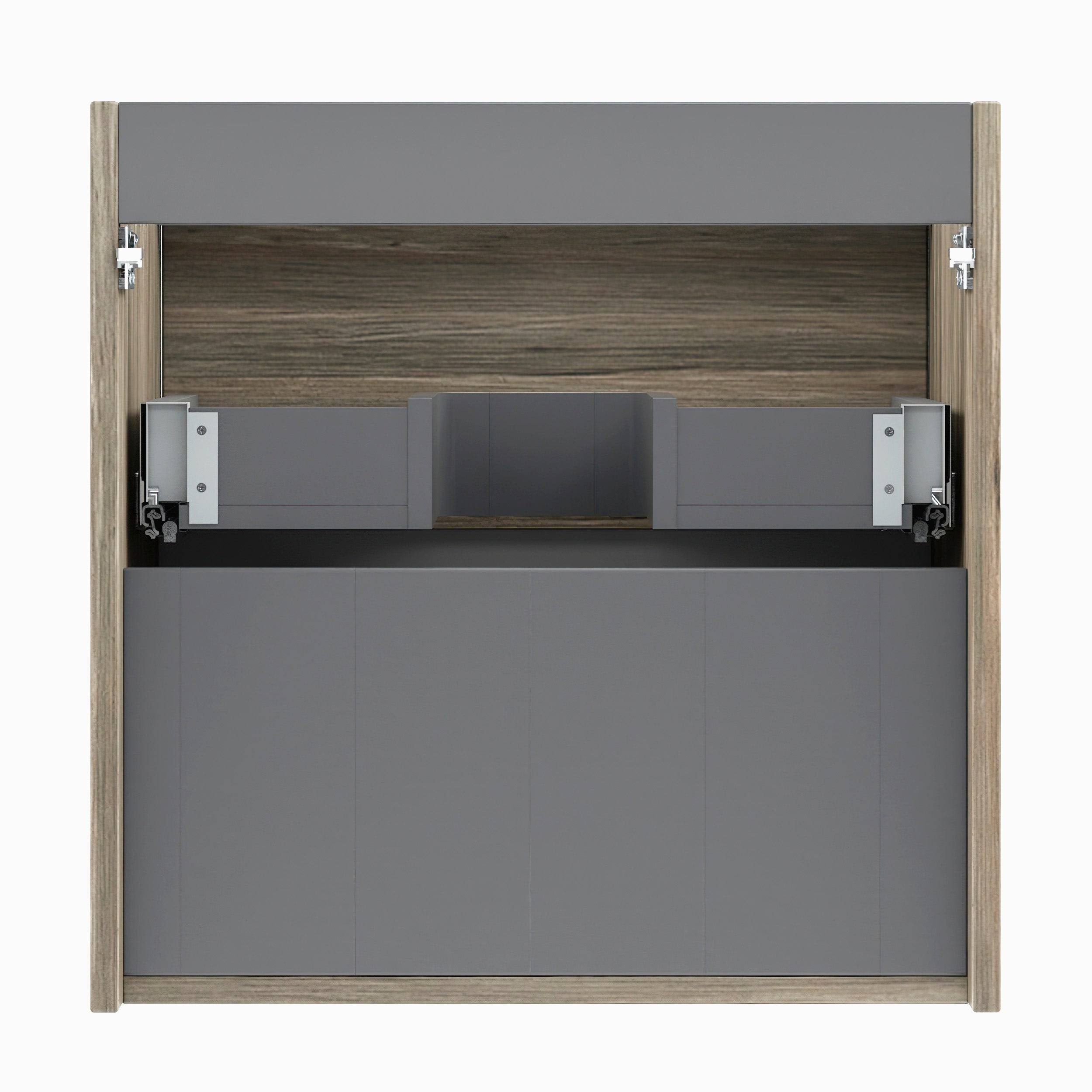 24 x 24 x 18 inch Oak Wood Bathroom Vanity Cabinet with Ceramic Top Sink I56128