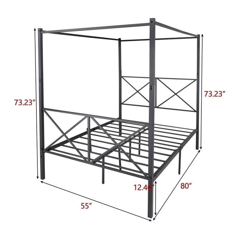 Black Full Size Canopy Bed Frame F4470