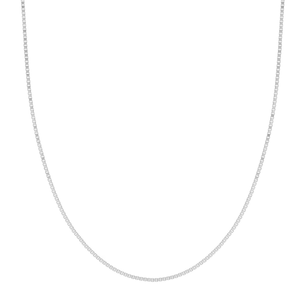 14K White Gold 22" Box Chain Necklace with Lobster Lock B602