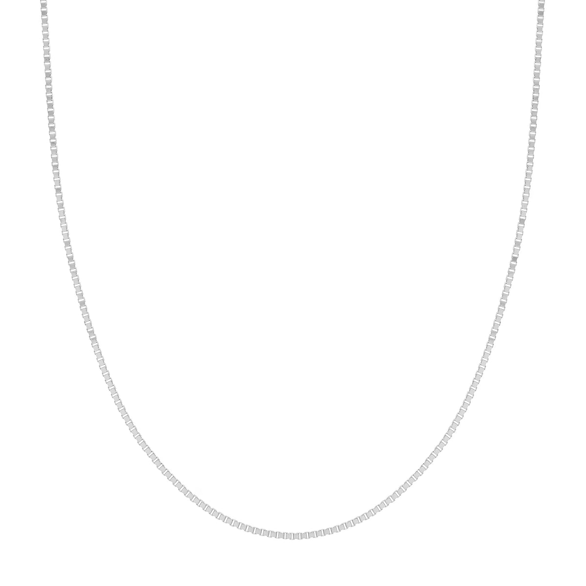 14K White Gold 22" Box Chain Necklace with Lobster Lock B602