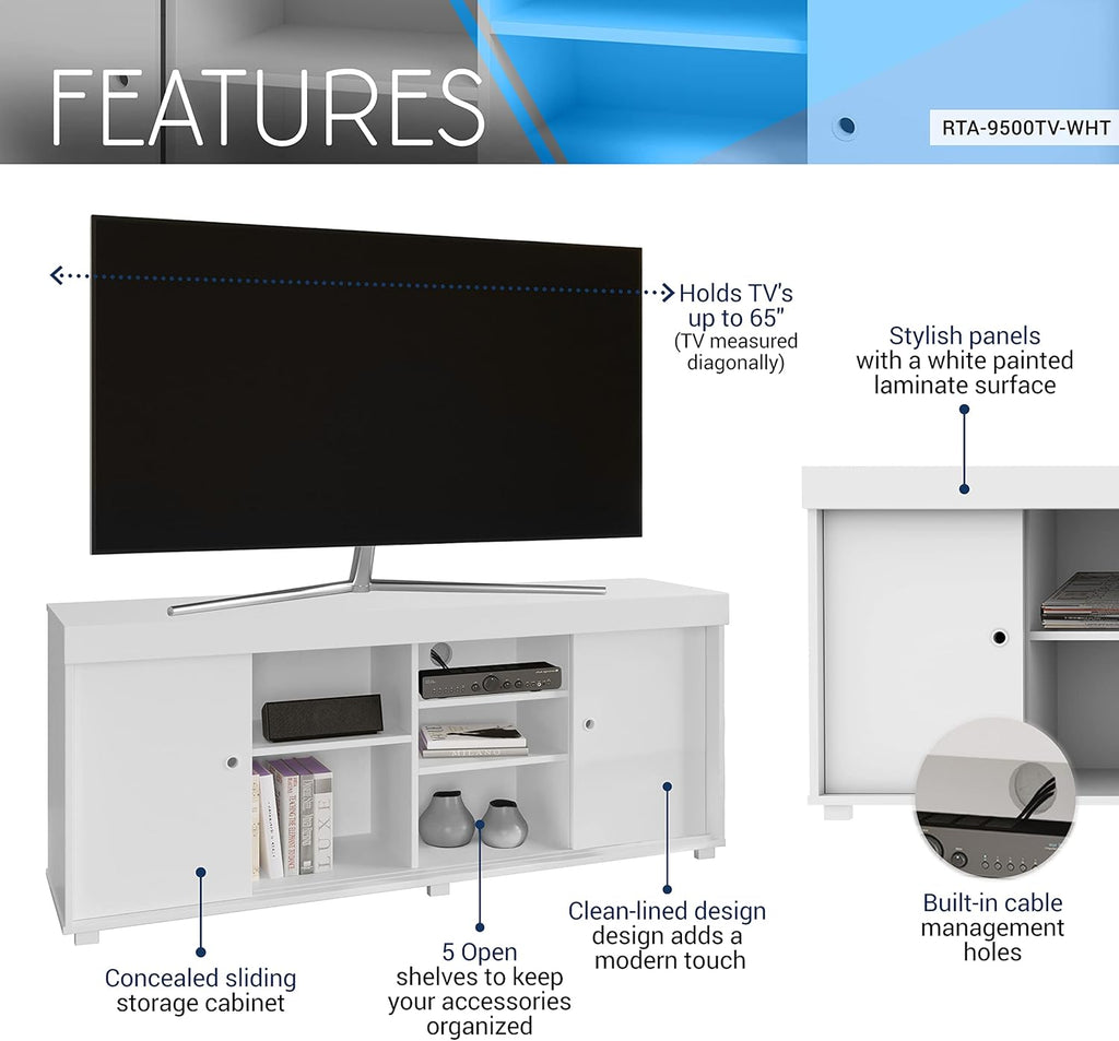 White TV Storage Entertainment Stand V7597
