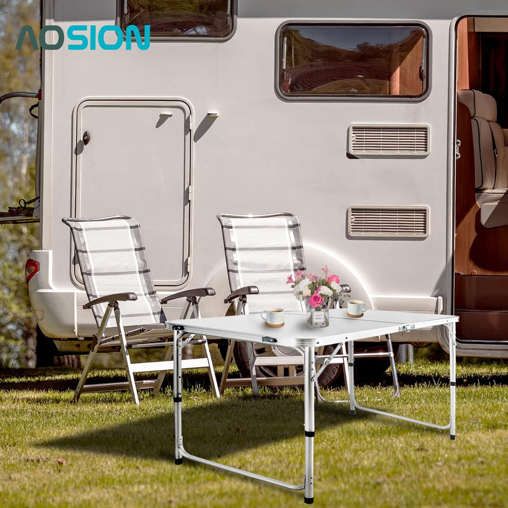 Folding Picnic Table, 4FT Aluminum Portable Table with Handle H62040