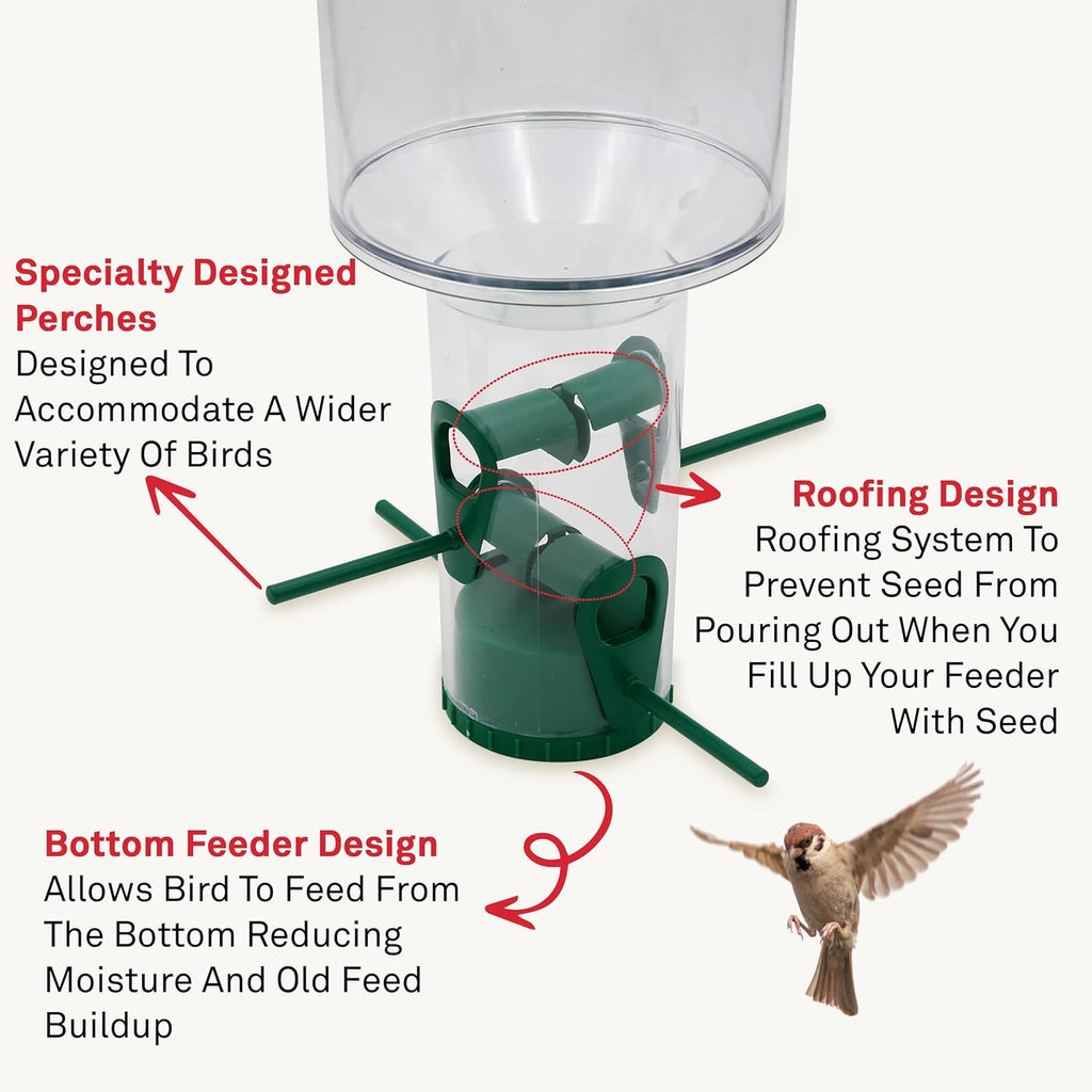 Squirrel Proof Wild Bird Feeder, Large Cylinder Tube 7lb Capacity, Pack of 2 N343