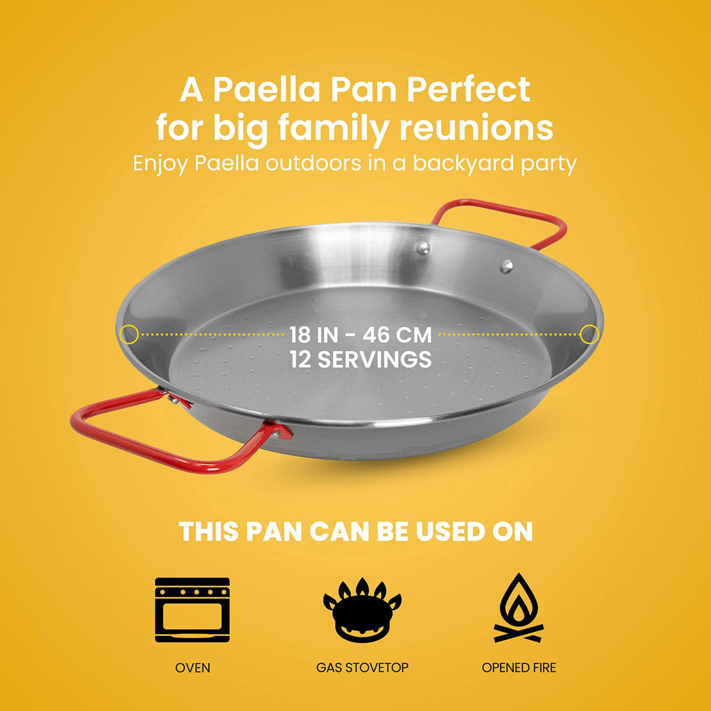 12 Servings Carbon Steel Outdoor Paella Pan Set with Burner and Legs T709