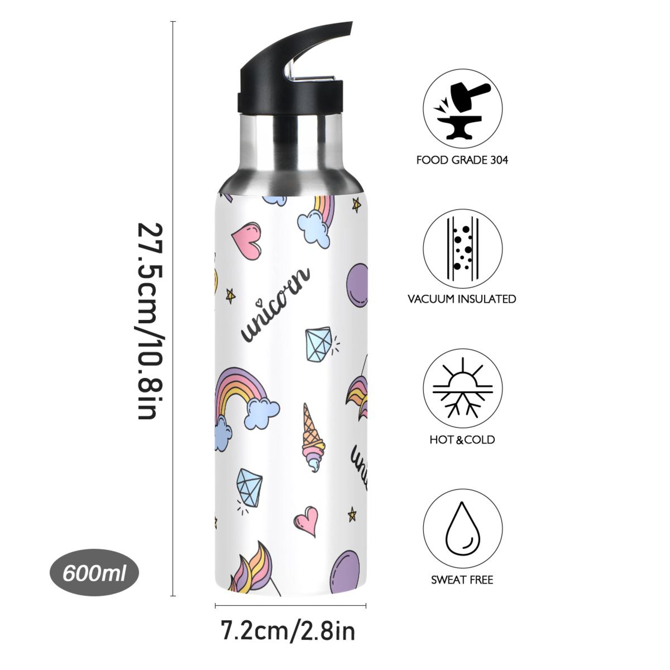 Stainless Steel Insulated Water Bottle with Straw Lid C80941