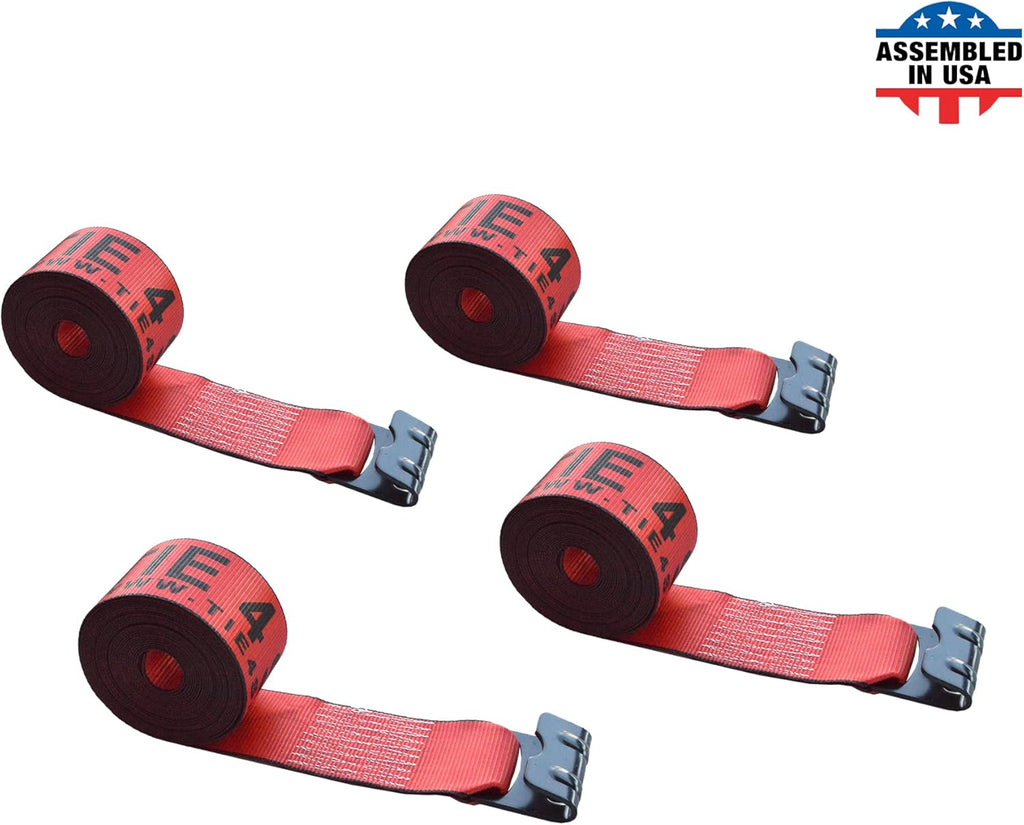 Blue Tie Down Straps Pack of 4 Heavy Duty Winch Strap with Flat Hooks K352