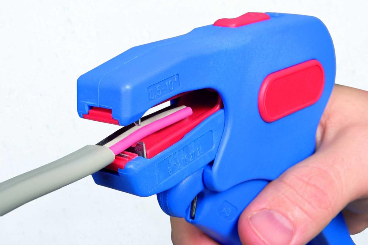Automatic Wire Stripper for Flat Cable, 18-11 AWG (0.75-4.0 mm²), red/blue T5703