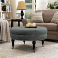 White Linen Ottoman with Caster Wheels O5840