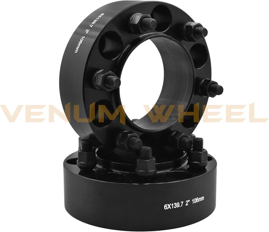 6x5.5 Black Hub Centric 2" Adapter 12x1.5 106mm Bore with 4 Wheel Security Locks A5793