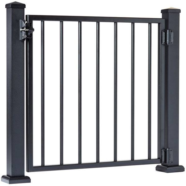 36x22W x 36x22H Fixed Gate with Round Balusters, Textured White Finish Z3769