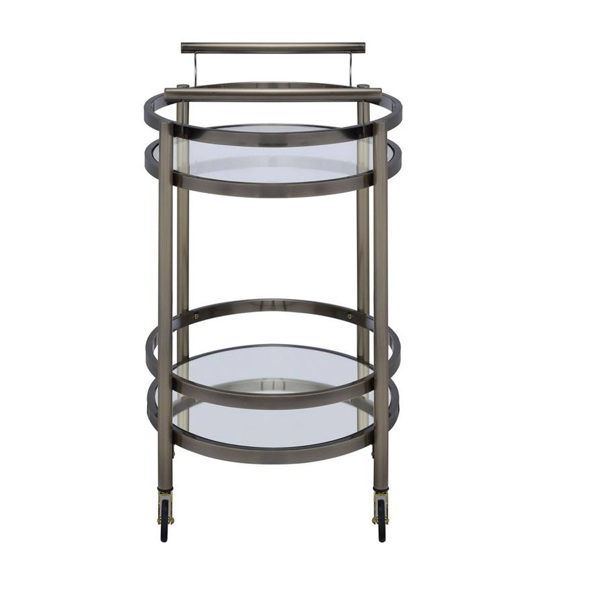 Oval Metal Serving Cart with Clear Glass Y1621
