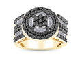 2 Carat Black And White Natural Diamond Circle Frame Cluster Engagement Ring H98047