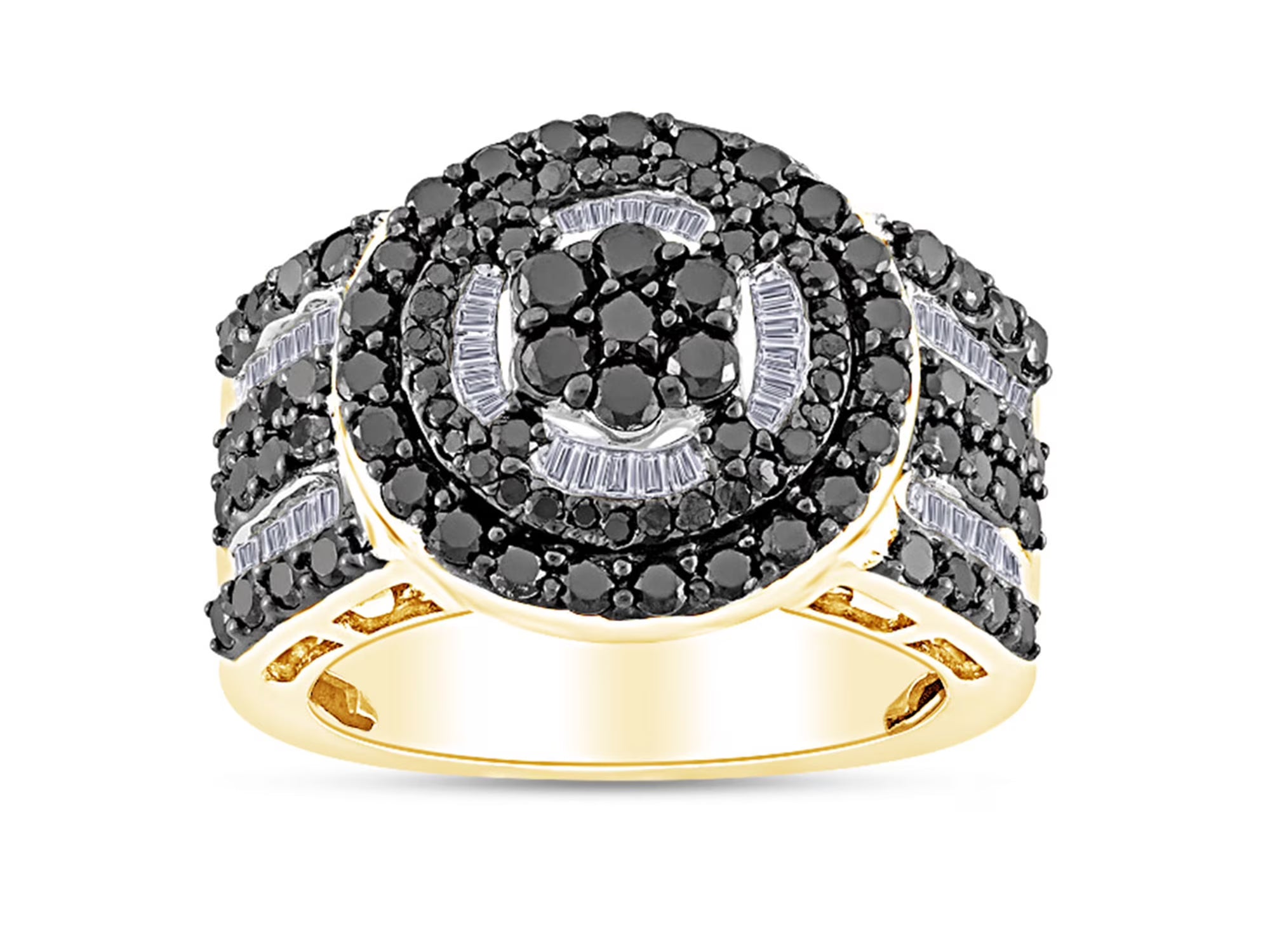 2 Carat Black And White Natural Diamond Circle Frame Cluster Engagement Ring H98047