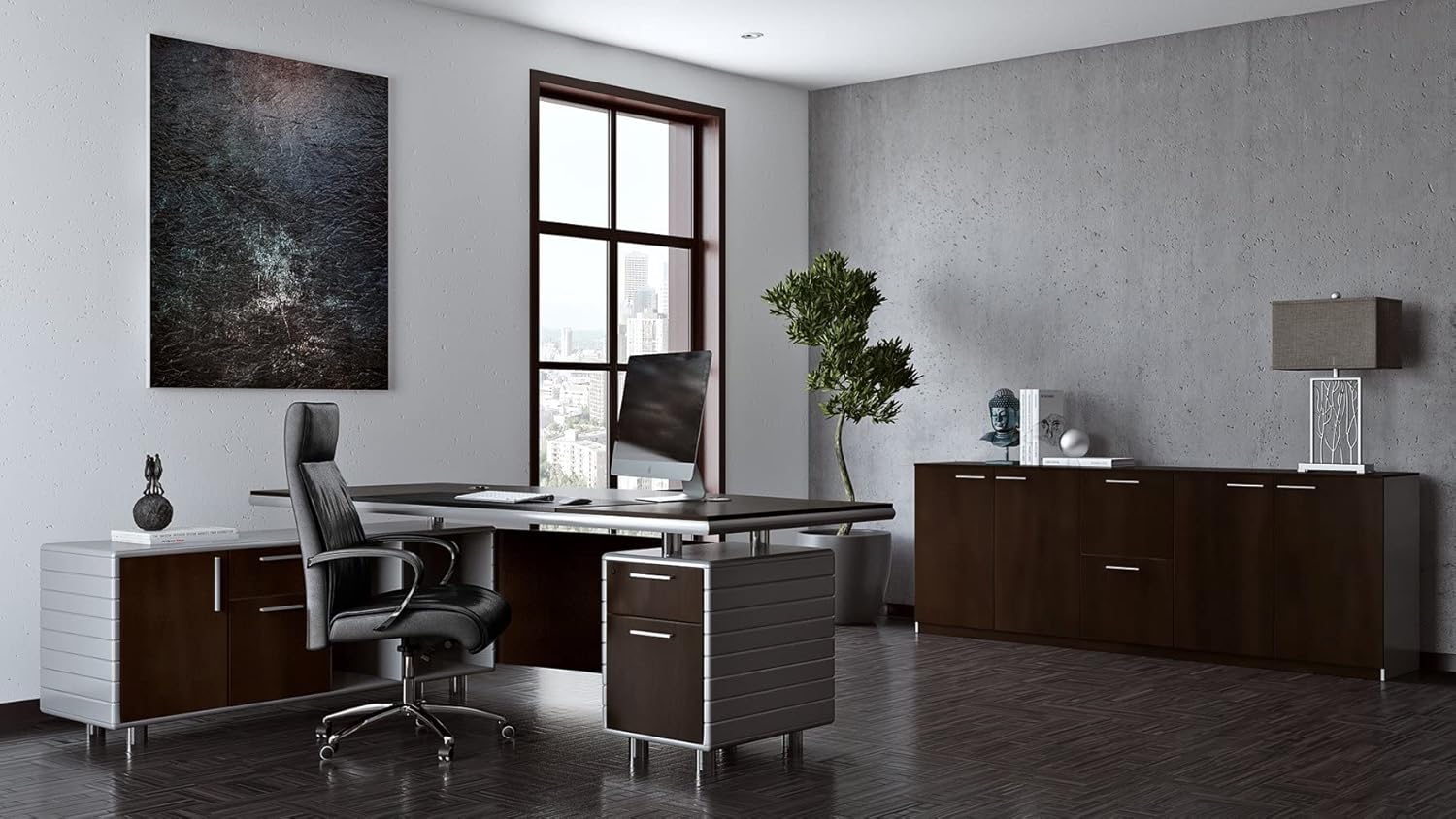 Polished Walnut Cabinet Credenza R175