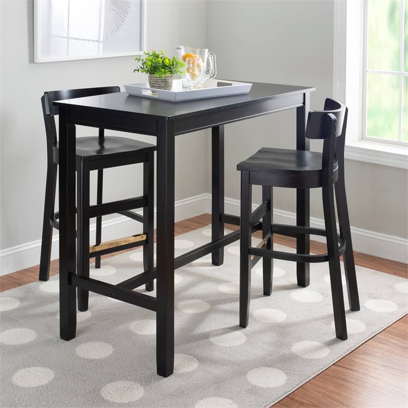 Solid Wood Set of Two Barstools in Black X47782