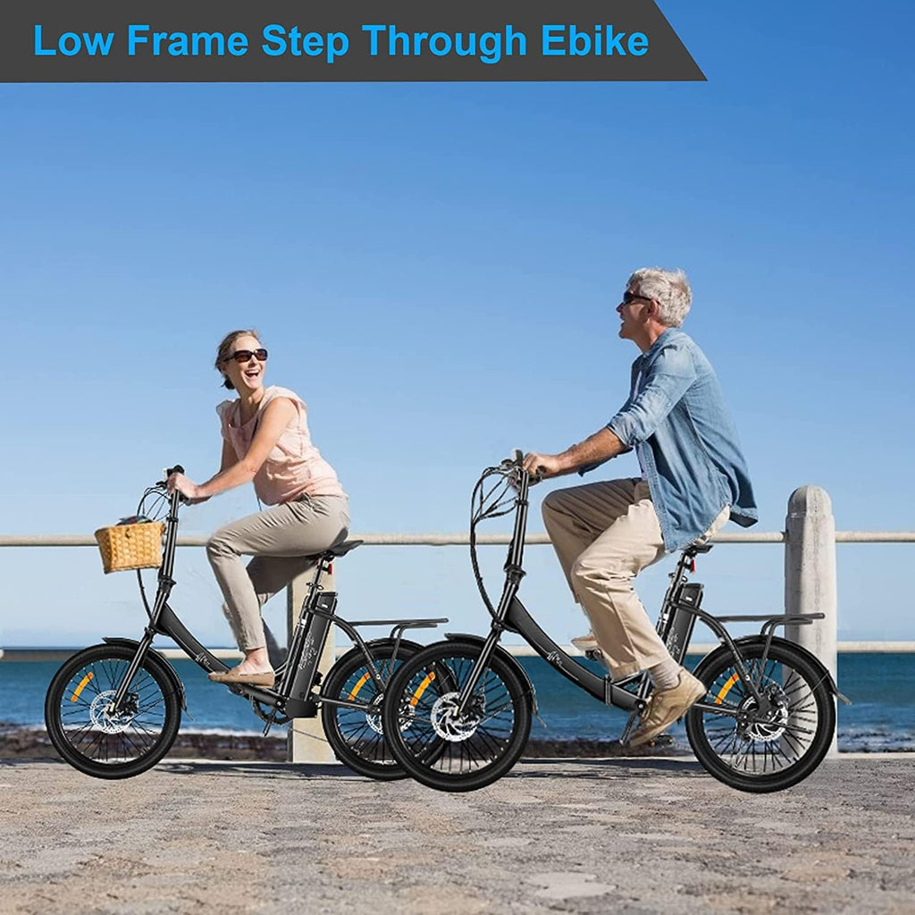 20'' Folding Electric Bike 350W Step Through Commuter Bicycle with 36V 10.4Ah Removable Battery A669