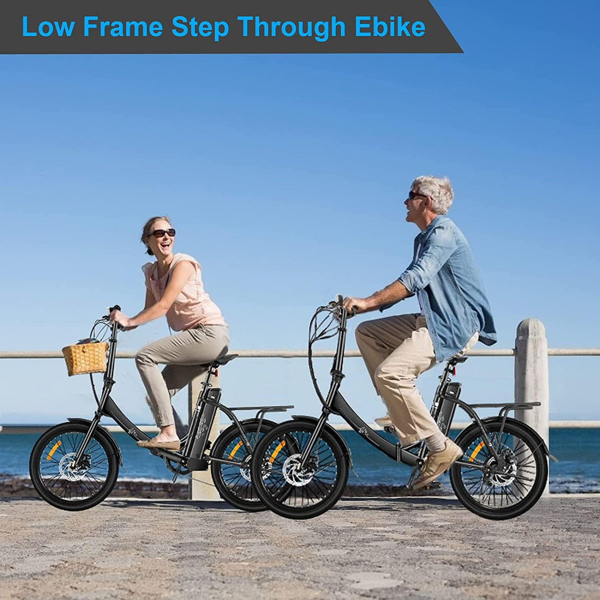 20'' Folding Electric Bike 350W Step Through Commuter Bicycle with 36V 10.4Ah Removable Battery A669