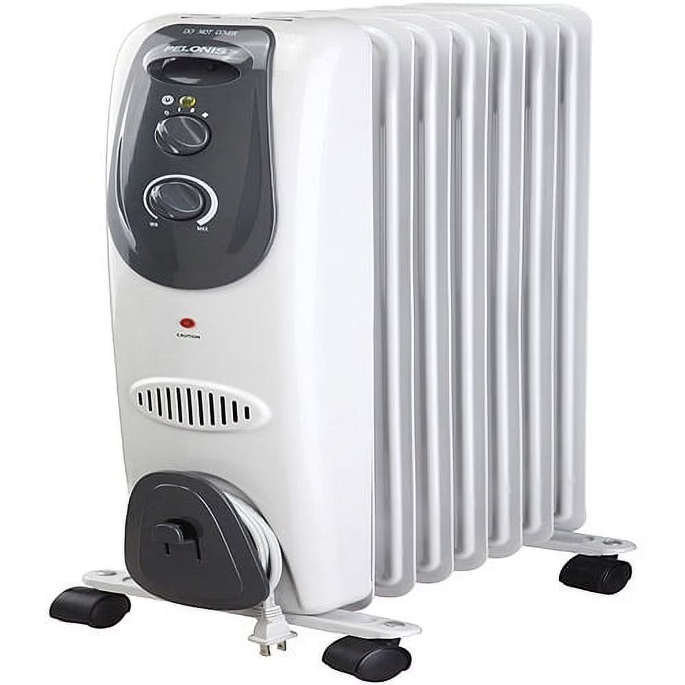 7-Fin Electric Radiator Space Heater, 600/1500W, Gray V826128