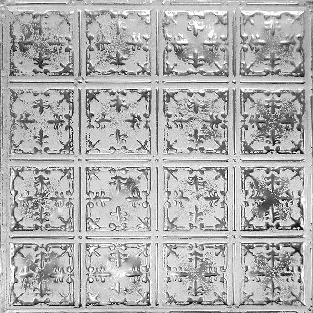 24-in x 24-in 5-Pack Silver Washed White Metal Ceiling Tiles M6586