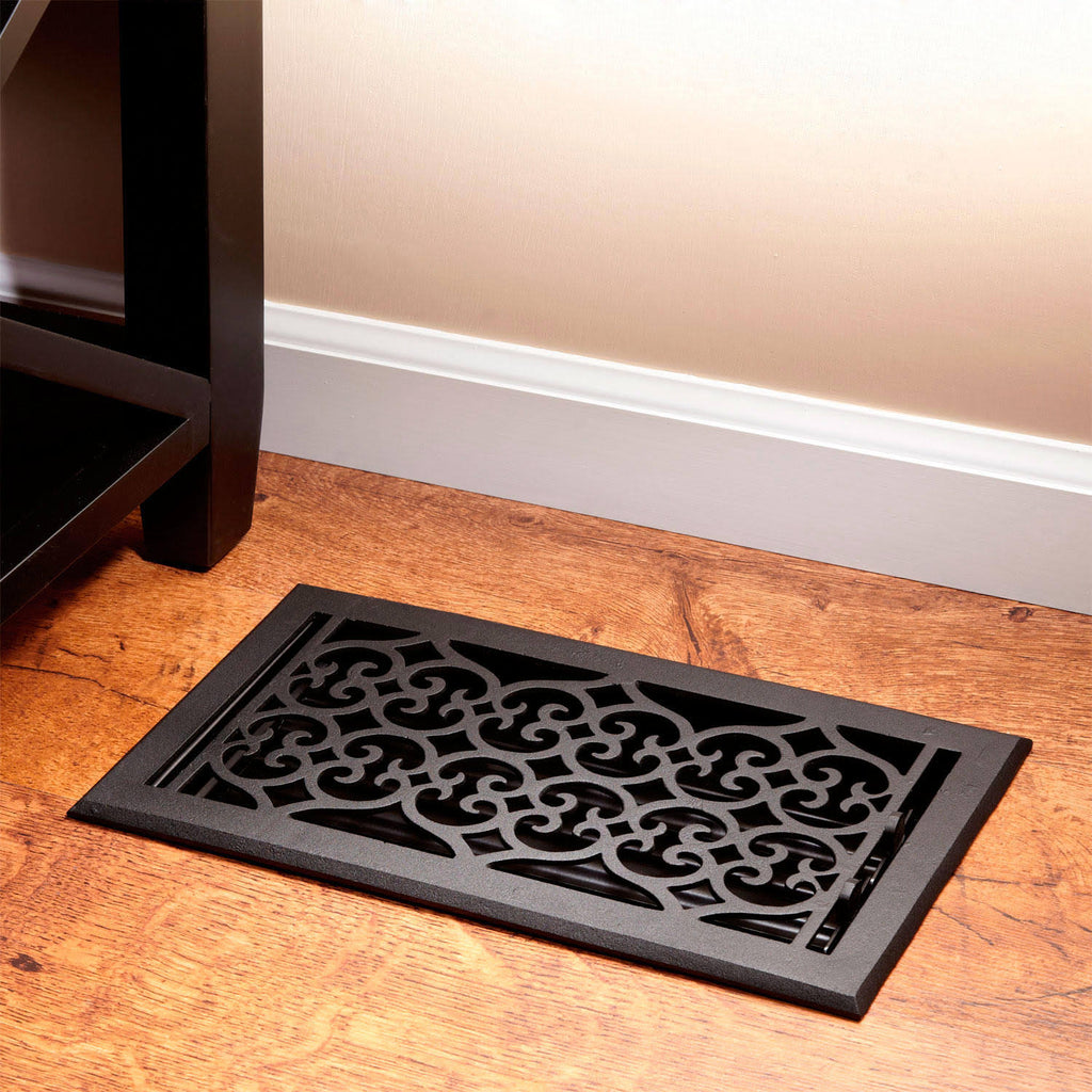 Black Powder Coat Cast Iron Floor Register C982