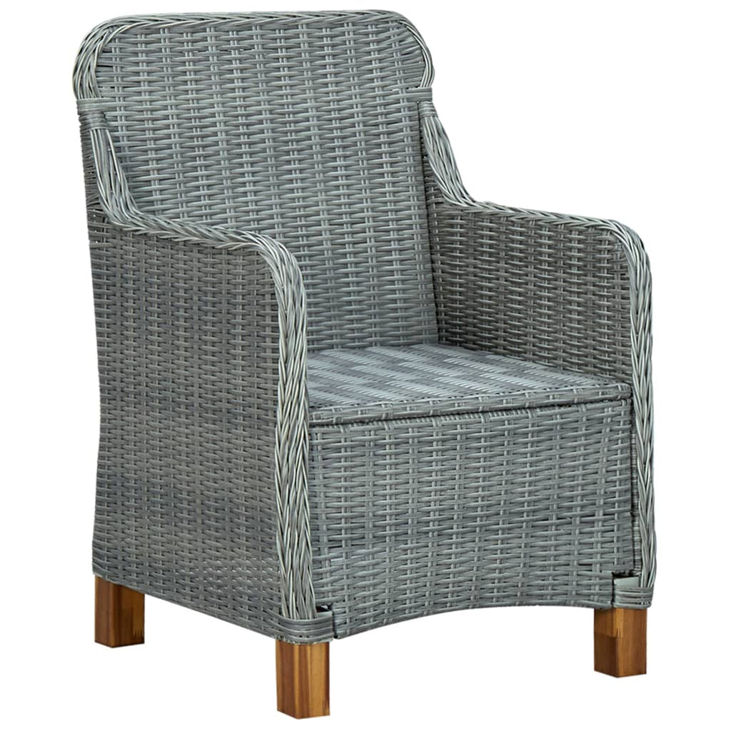 Gray Poly Rattan Patio Chairs with Cushions 2 pcs I6557